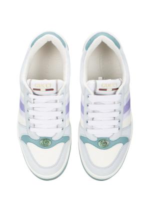 Calfskin Lame GG Web Screener Sneakers White Multicolor Sz 37