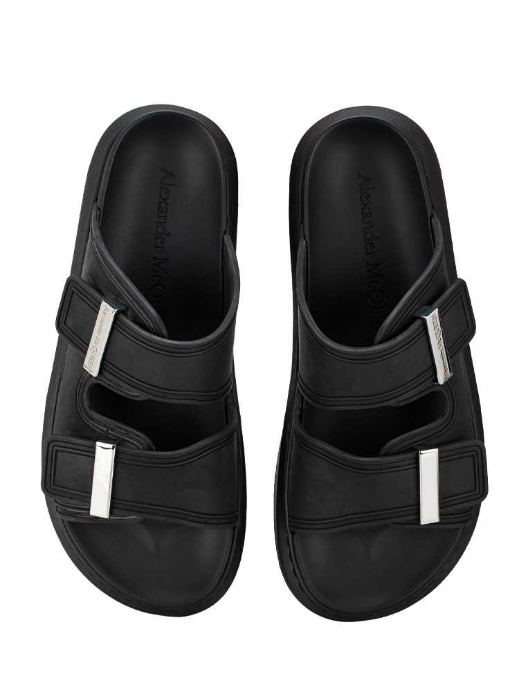 Rubber Hybrid Slide Sandal Black Silver 37.5