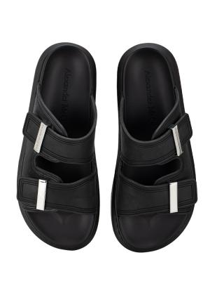 Rubber Hybrid Slide Sandal Black Silver 37.5