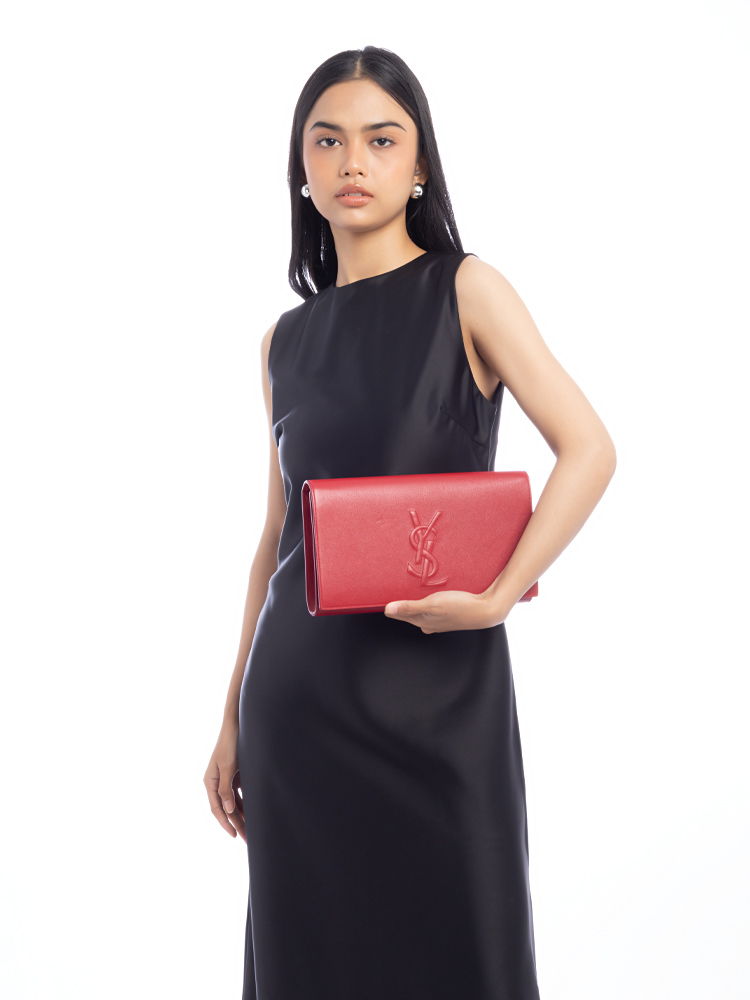 Goatskin Belle De Jour Large Clutch Red