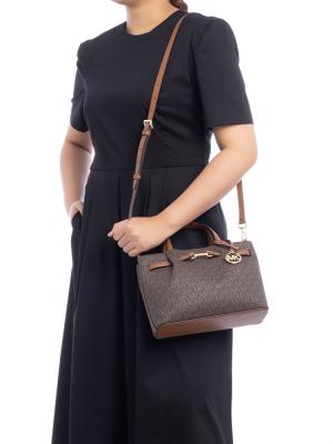 Signature Carson Small Satchel Brown