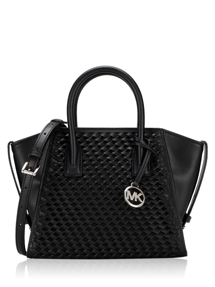 Avril Small Woven Satchel Black