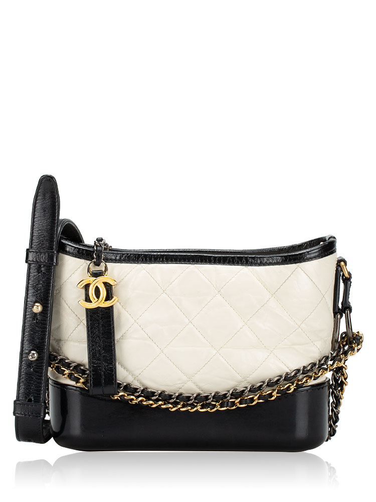 Aged Calfskin Small Gabrielle Hobo White Black