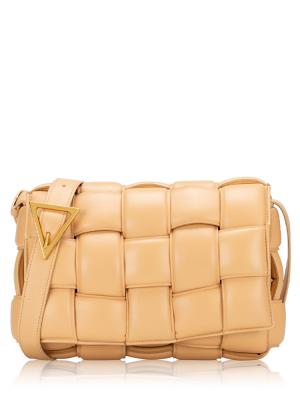 Nappa Maxi Intreccio Padded Cassette Crossbody Almond