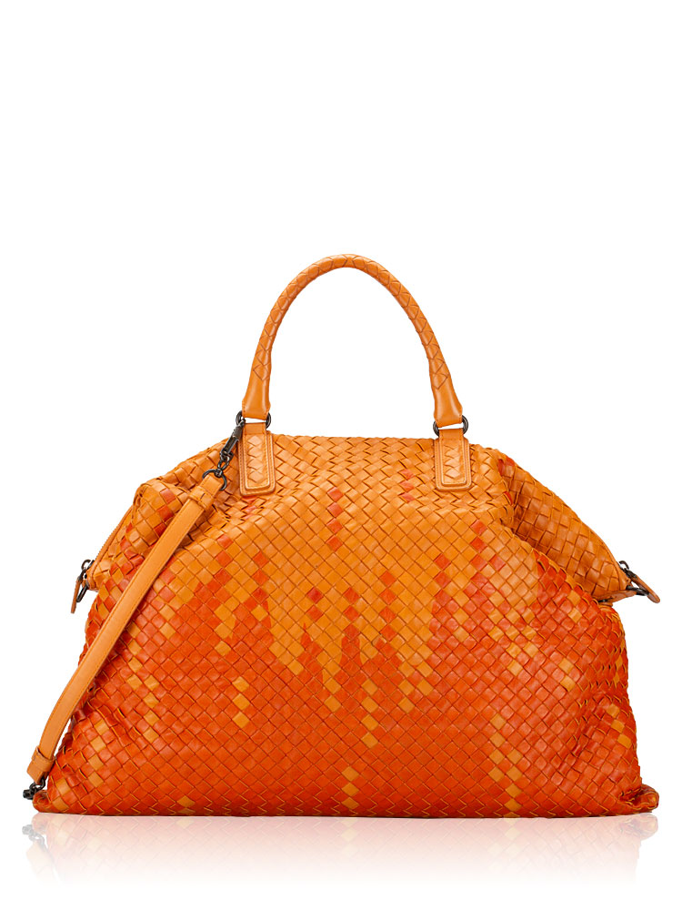 Nappa Intrecciato Maxi Convertible Tote Orange Multicolor