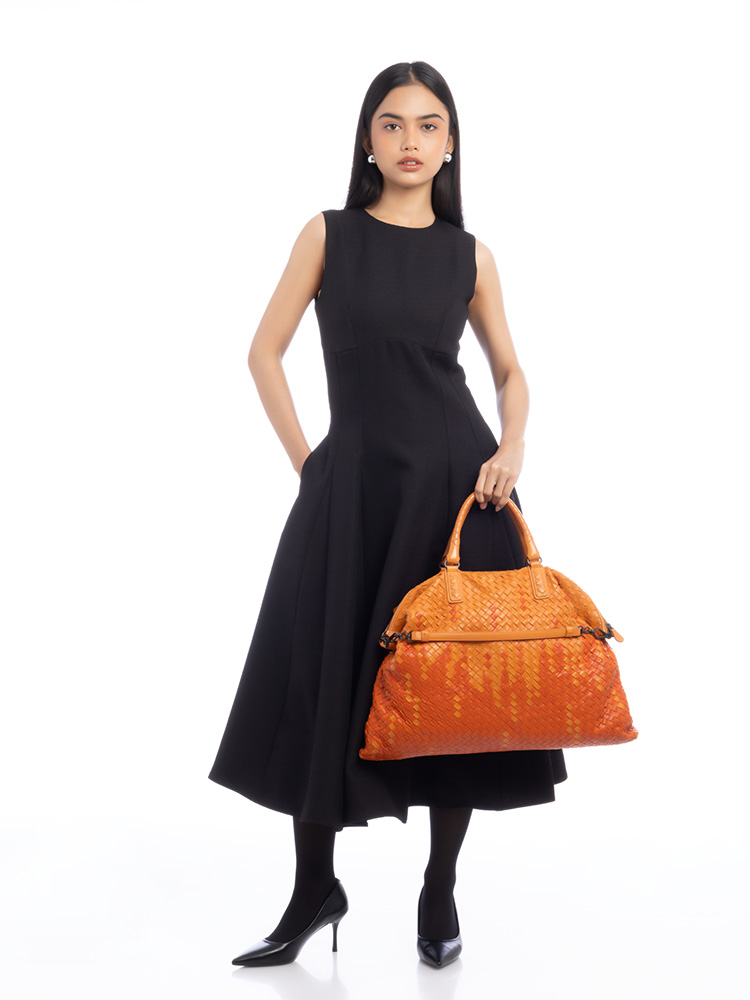 Nappa Intrecciato Maxi Convertible Tote Orange Multicolor