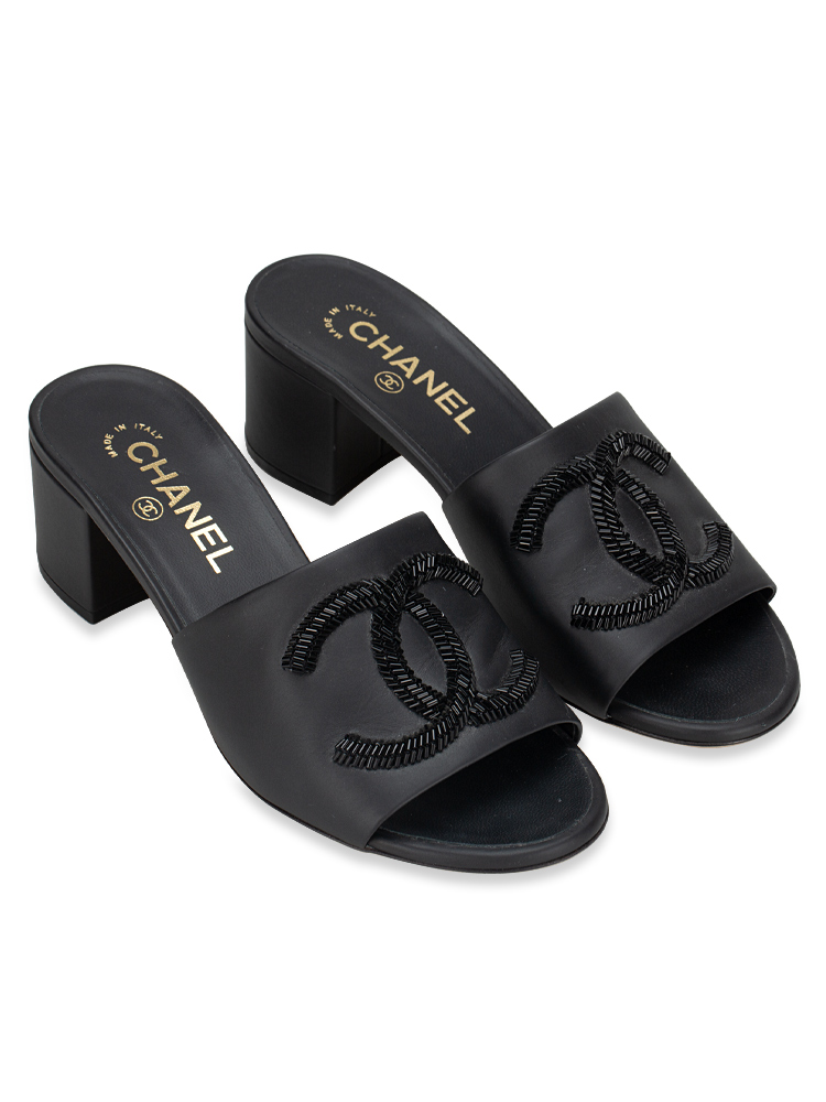 CC Embellished Open Toe Sandals Black Sz 37.5