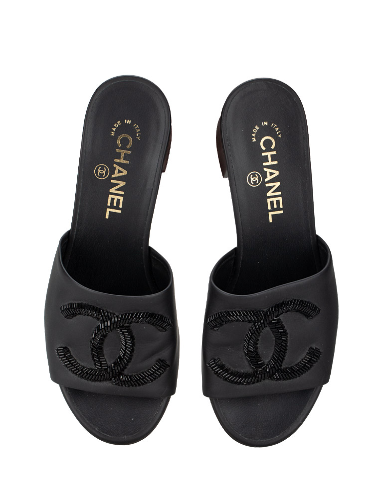 CC Embellished Open Toe Sandals Black Sz 37.5