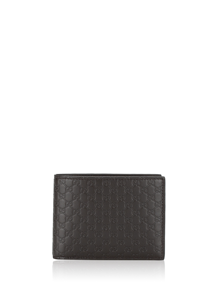 Men Microguccissima Bi-fold Wallet Dark Brown