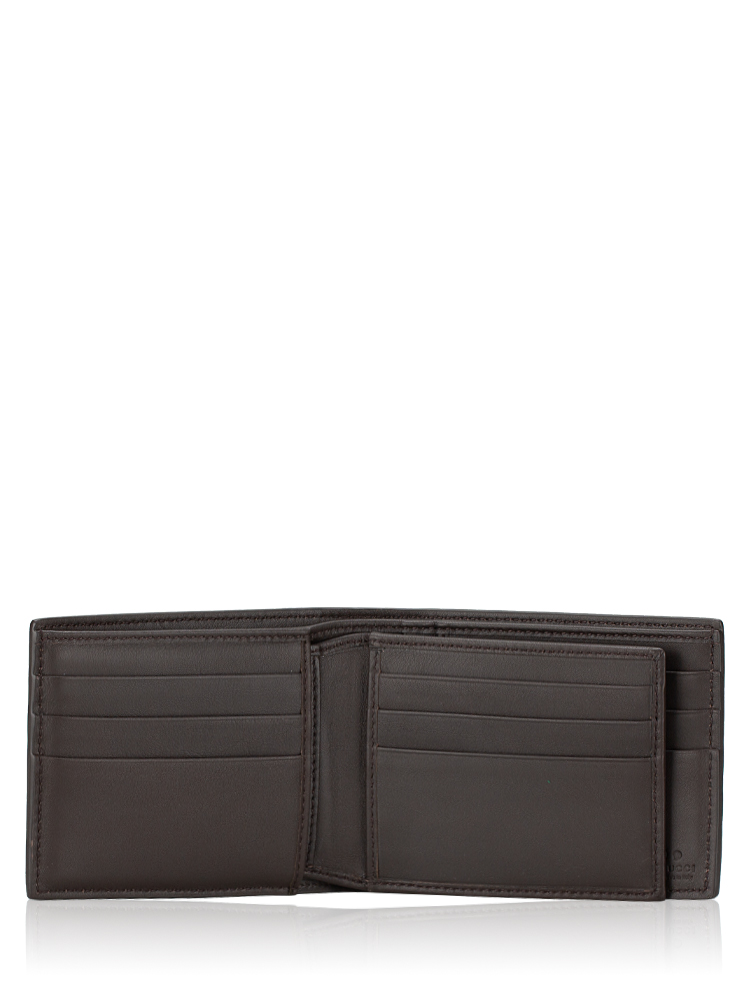 Men Microguccissima Bi-fold Wallet Dark Brown