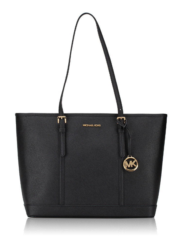 Jet Set Leather Large Tote Black