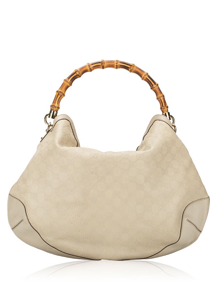 Guccissima Peggy Bamboo Top Handle Hobo Ivory