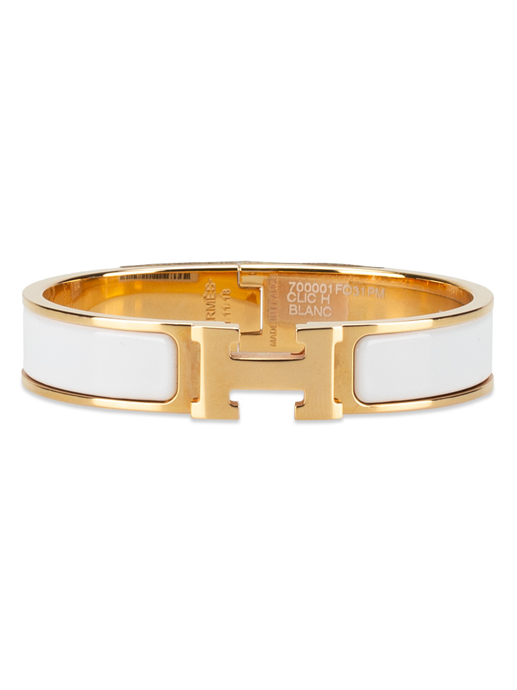 Enamel Narrow Clic Clac H Bracelet PM Blanc