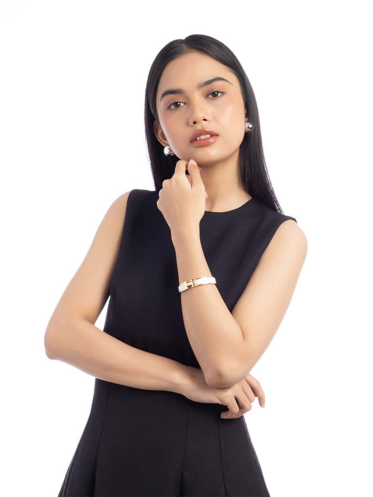 Enamel Narrow Clic Clac H Bracelet PM Blanc