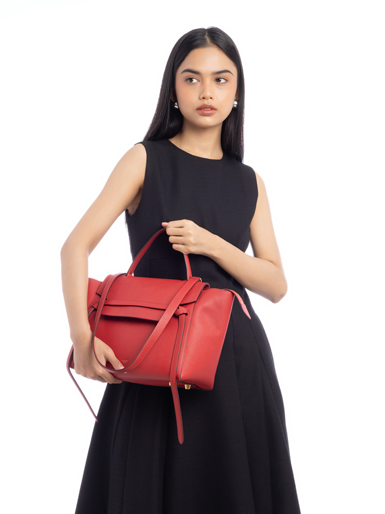 Grained Calfskin Mini Belt Bag Coquelicot