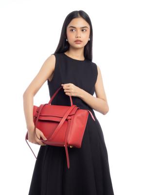 Grained Calfskin Mini Belt Bag Coquelicot