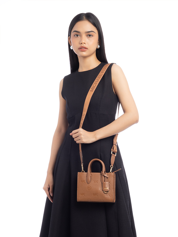 Mirella Logo Embossed Leather Xs Crossbody Luggage