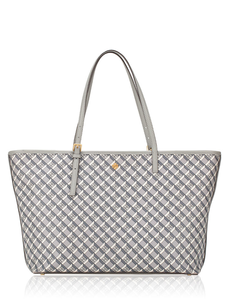 Geo Logo Allover Zip Tote Gray