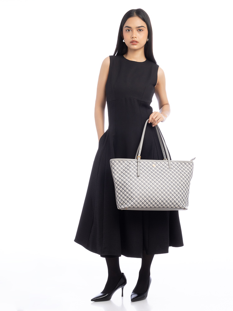 Geo Logo Allover Zip Tote Gray