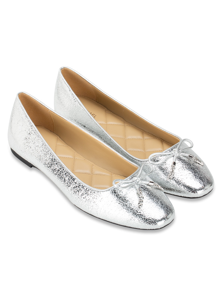 Nori Flex Metallic Leather Ballet Flat Silver Sz 9