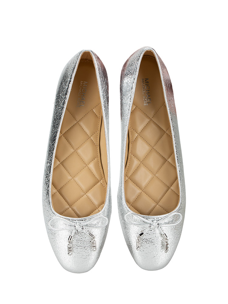 Nori Flex Metallic Leather Ballet Flat Silver Sz 9