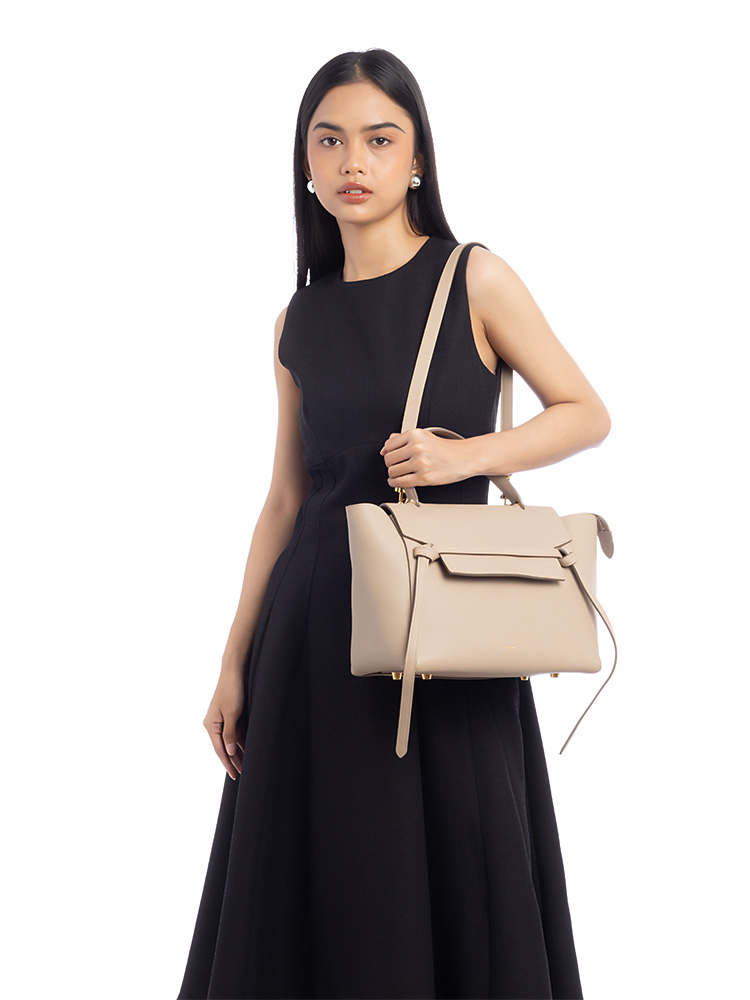 Grained Calfskin Mini Belt Bag Light Taupe