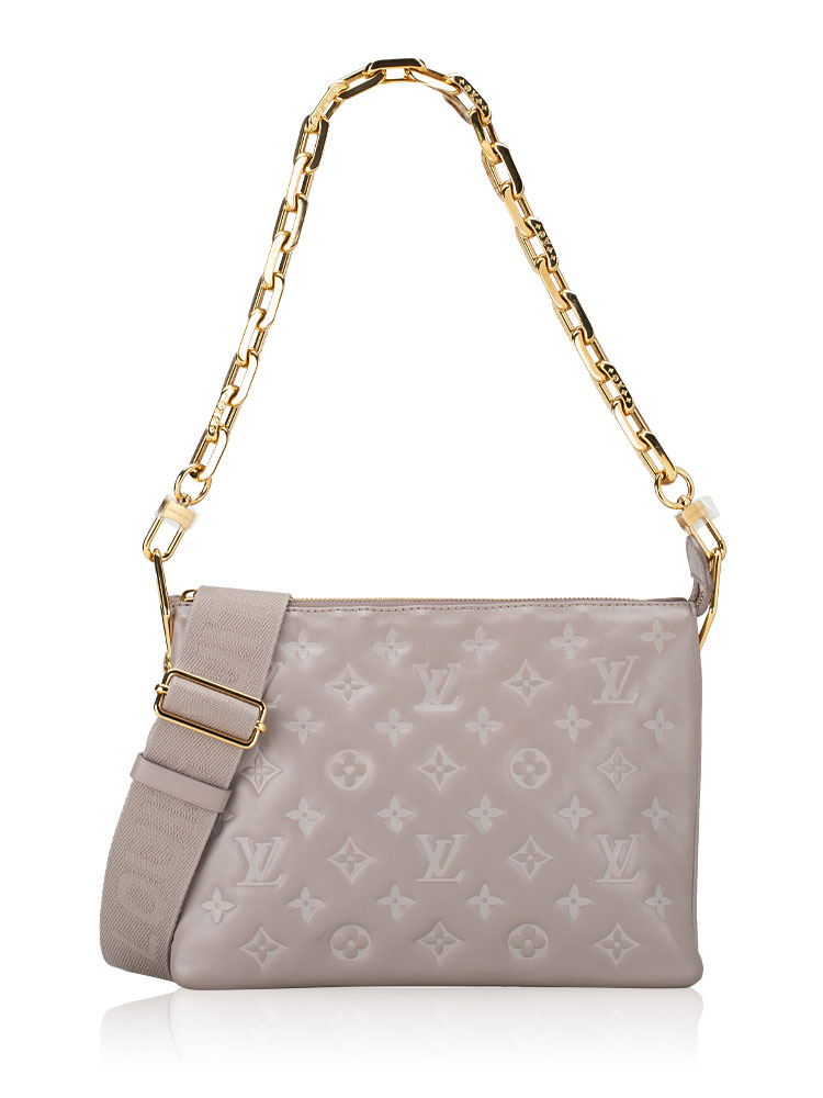 Lambskin Embossed Monogram Coussin PM Gris