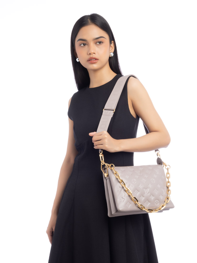 Lambskin Embossed Monogram Coussin PM Gris