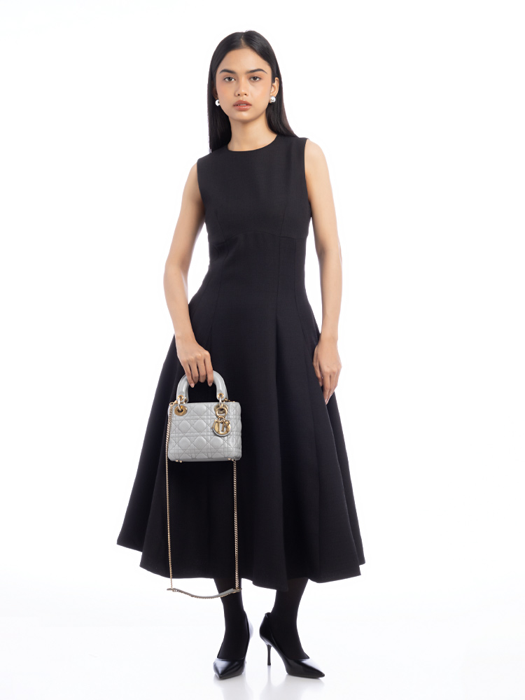 Lambskin Cannage Mini Lady Dior Opaline Gray Pearlescent