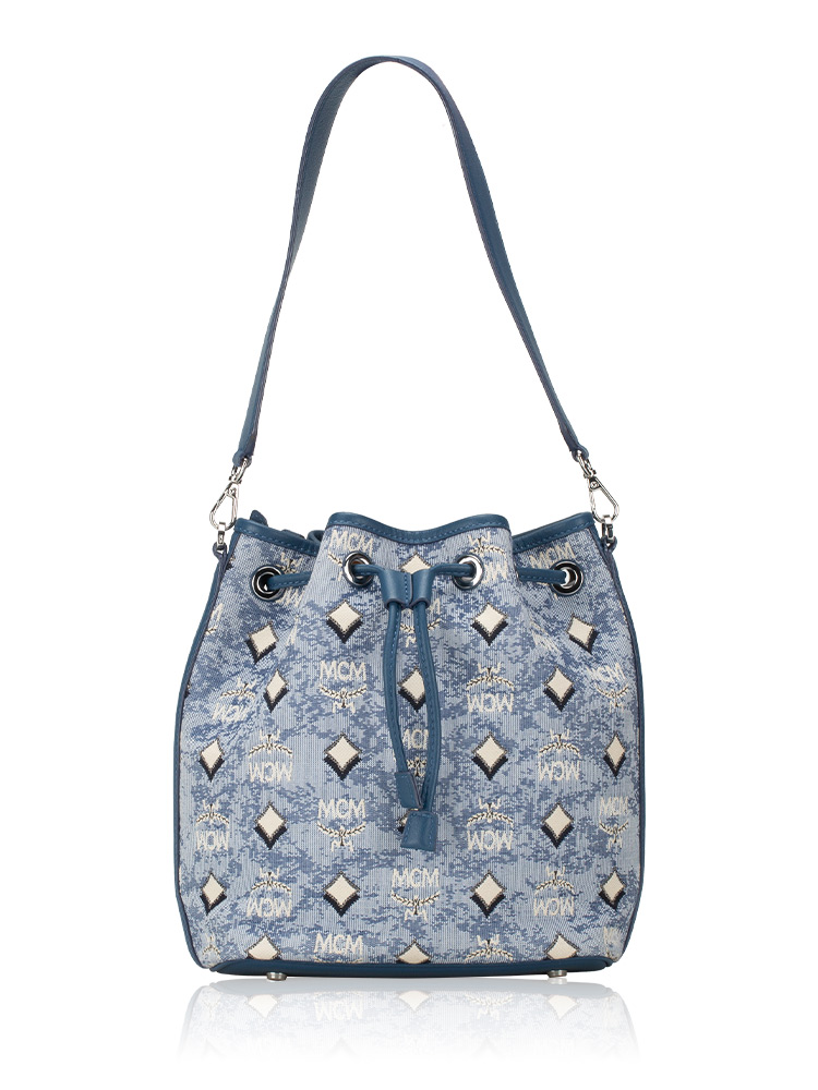 Vintage Jacquard Dessau Medium Bucket Bag Blue