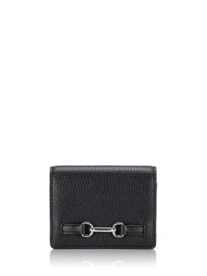 Carson Pebbled Leather Small Wallet Black