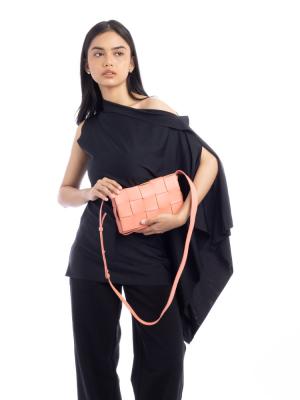 Nappa Maxi Intreccio Cassette Crossbody Peachy