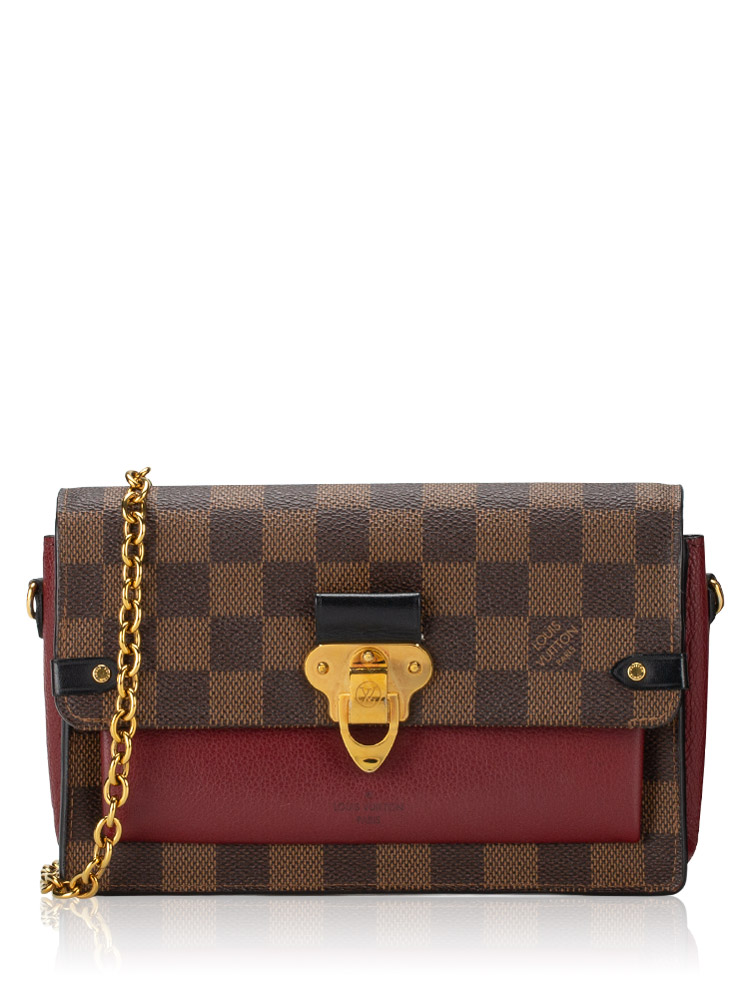 Damier Ebene Vavin Chain Wallet Bordeaux Noir