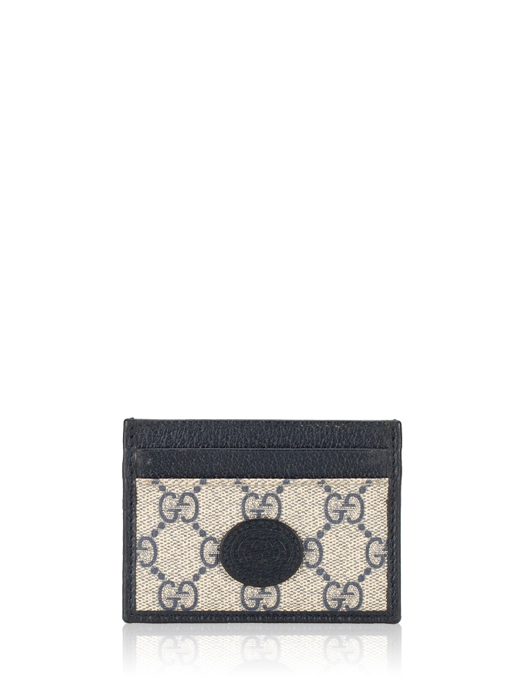 GG Supreme Interlocking G Card Holder Beige Blue