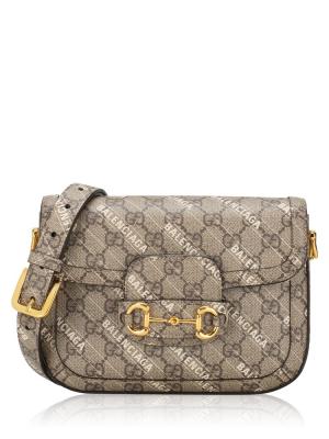 x Balenciaga Supreme Web Logo Horsebit 1955 Mini Shoulder Beige Ebony