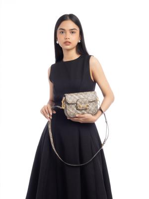 x Balenciaga Supreme Web Logo Horsebit 1955 Mini Shoulder Beige Ebony