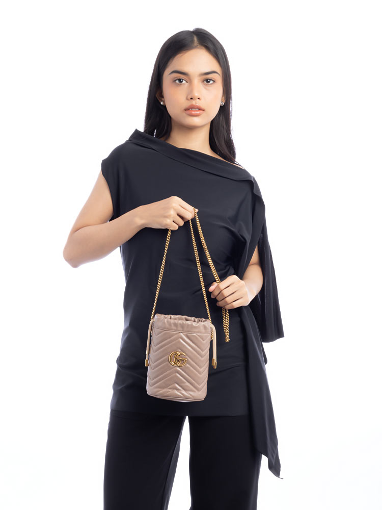 GG Marmont Matelasse Mini 2.0 Bucket Bag Porcelain Rose