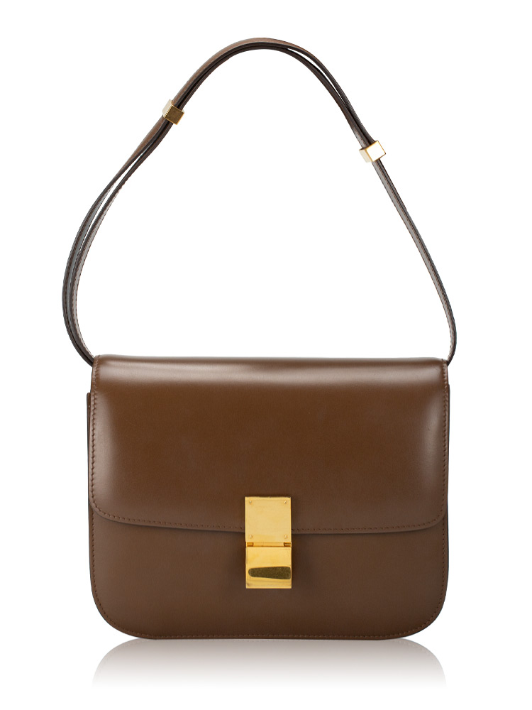 Calfskin Classic Box Medium Flap Bag Camel