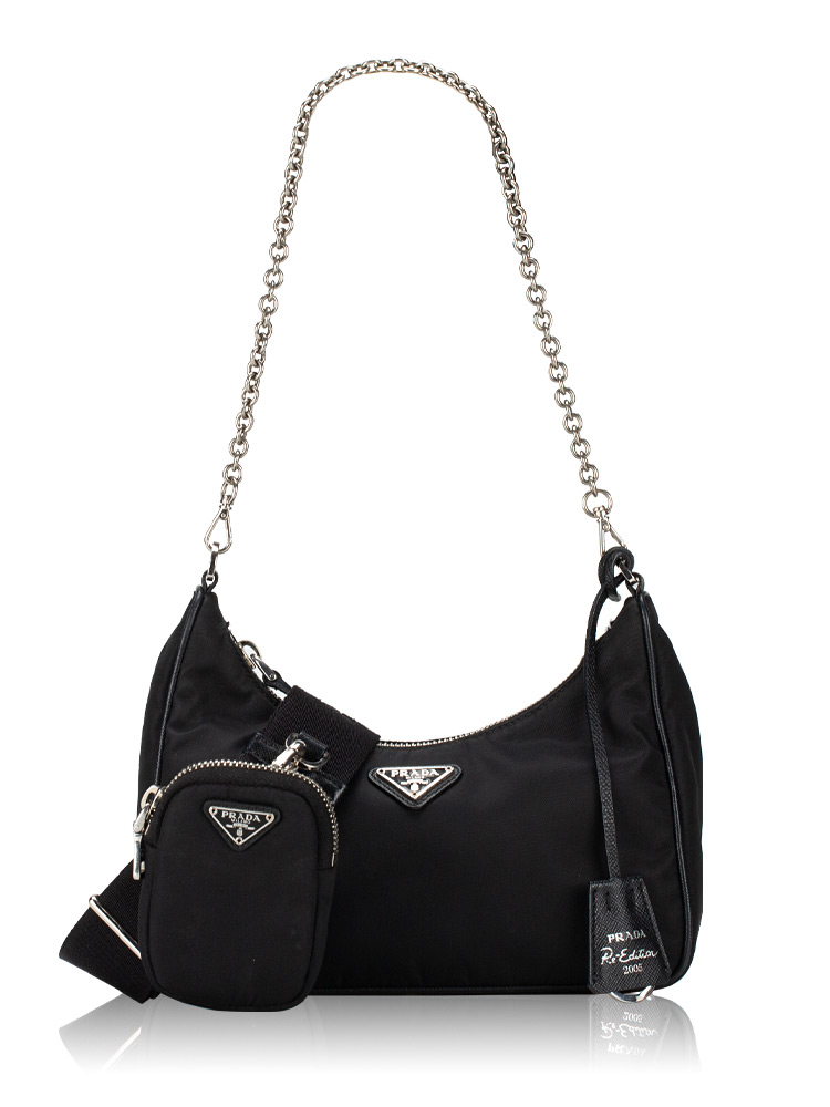 Tessuto Saffiano Re-Edition 2005 Multi Pochette Shoulder Bag Nero