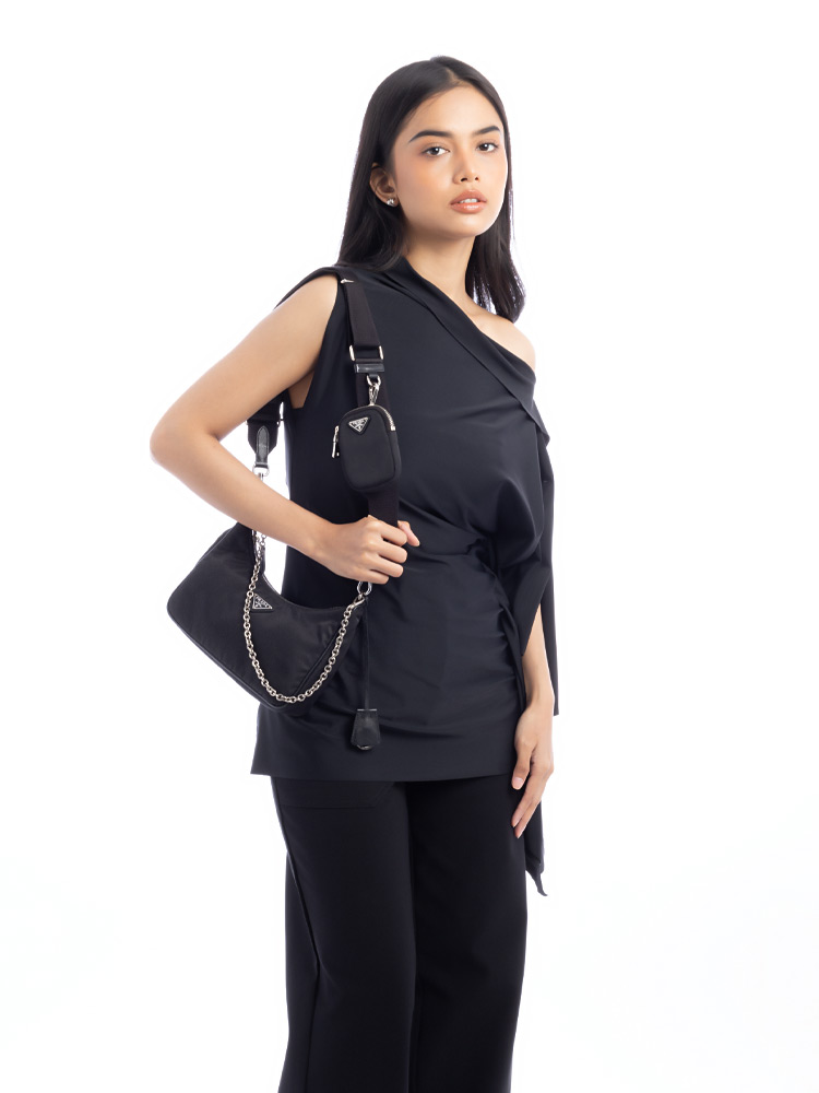 Tessuto Saffiano Re-Edition 2005 Multi Pochette Shoulder Bag Nero