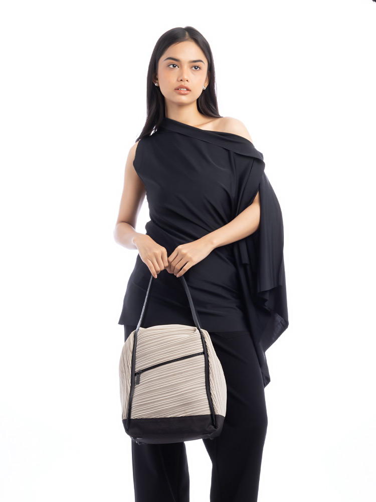 Pleats Please Bias Shoulder Bag Grey