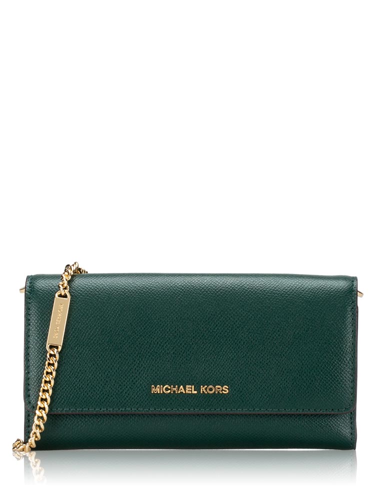 Crossgrain Leather Large Two Tone Chain Wallet Green