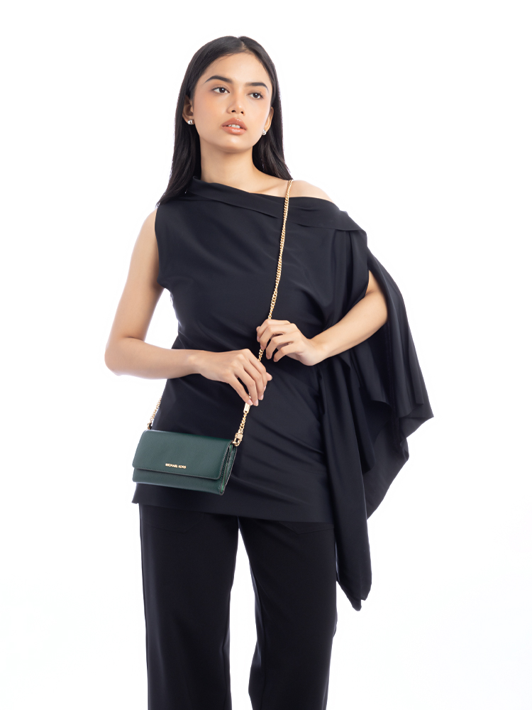 Crossgrain Leather Large Two Tone Chain Wallet Green