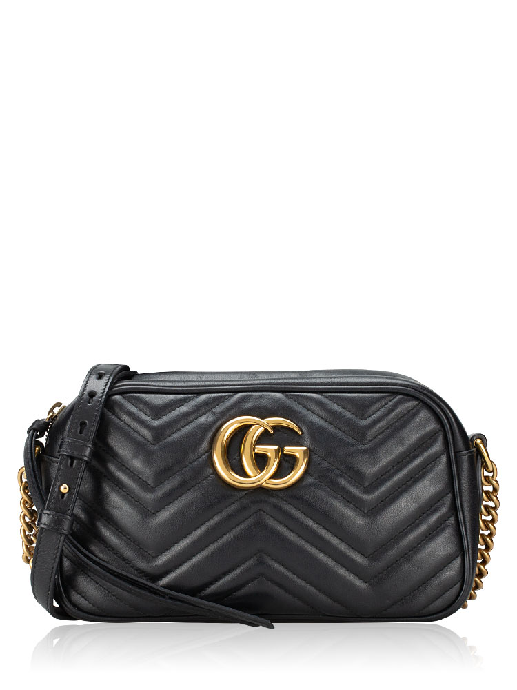 GG Marmont Matelasse Small Camera Bag Black