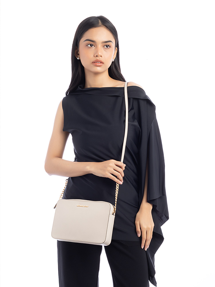 Jet Set Large Saffiano Crossbody Light Cream