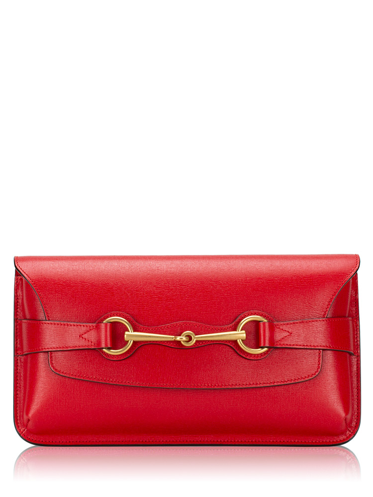 Bright Bit Leather Clutch Red
