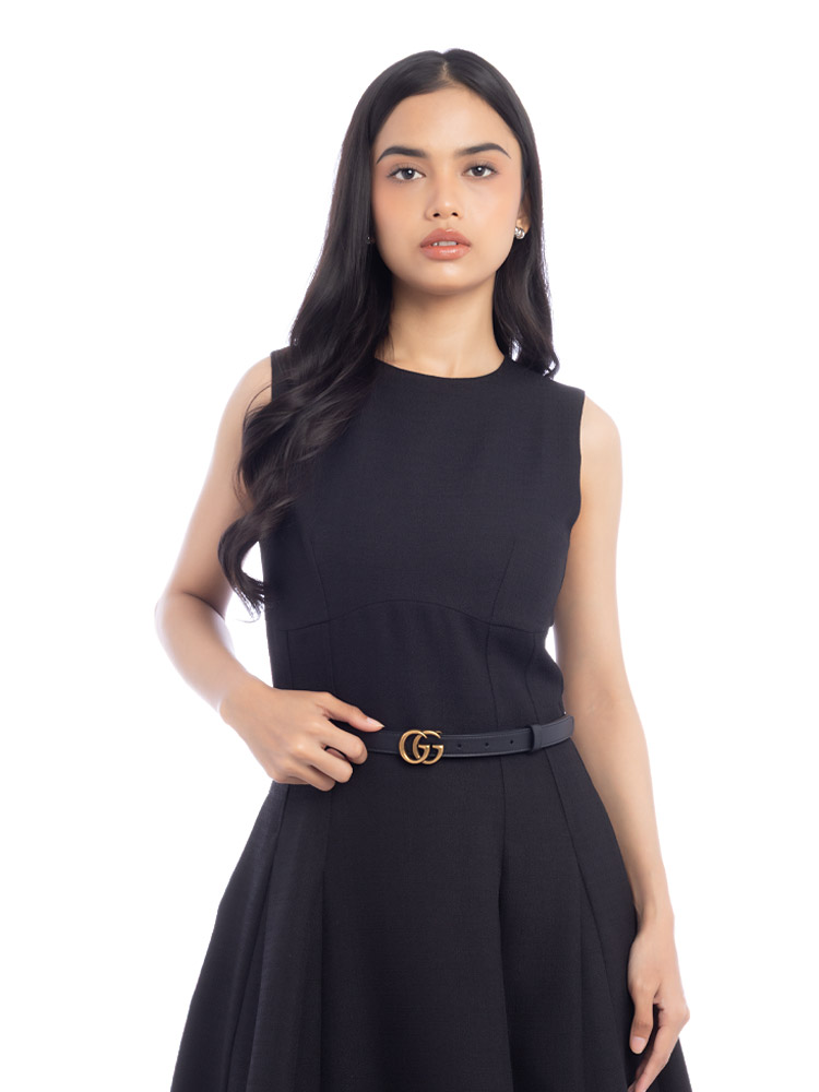 Calfskin GG Marmont 20mm Belt Black Sz 90