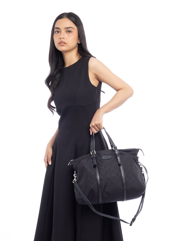 GG Nylon Tote Black