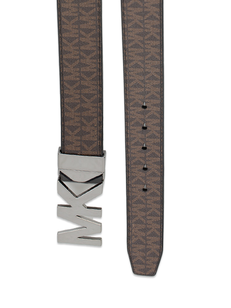 Men Signature Billfold Wallet and Reversible Belt Box Set Brown Black