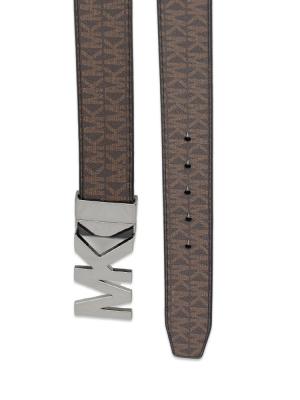 Men Signature Billfold Wallet and Reversible Belt Box Set Brown Black